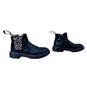 DR DOC MARTENS Leopard Lined Chelsea Boots Girls 12 29 EU Faux Fur Pull On Boot